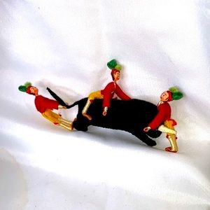 Vintage Portugal Mascots de Maria Helena Handmade Bull & 3 Toreador figures